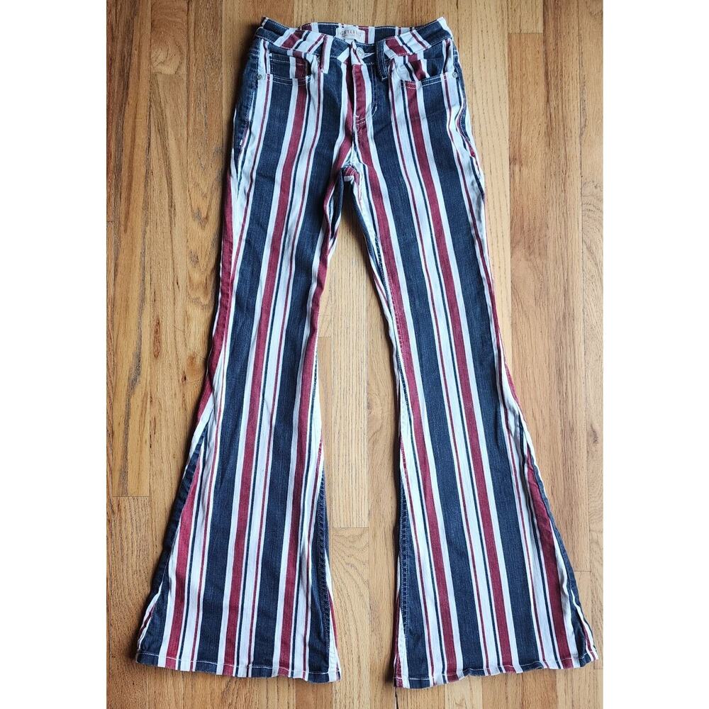 Shyanne Multicolor Vertical Stripe Straight Leg Jeans - Navy, Red, White